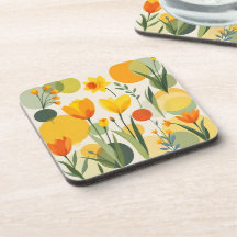 Fleurs de printemps Abstraites jaunes et orange