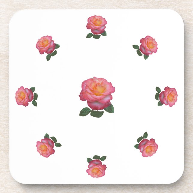 Dessous-de-verre Fleurs de rose rose (Devant)