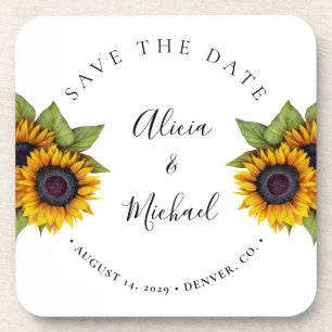 Dessous-de-verre Fleurs de soleil modernes rustiques simple mariage