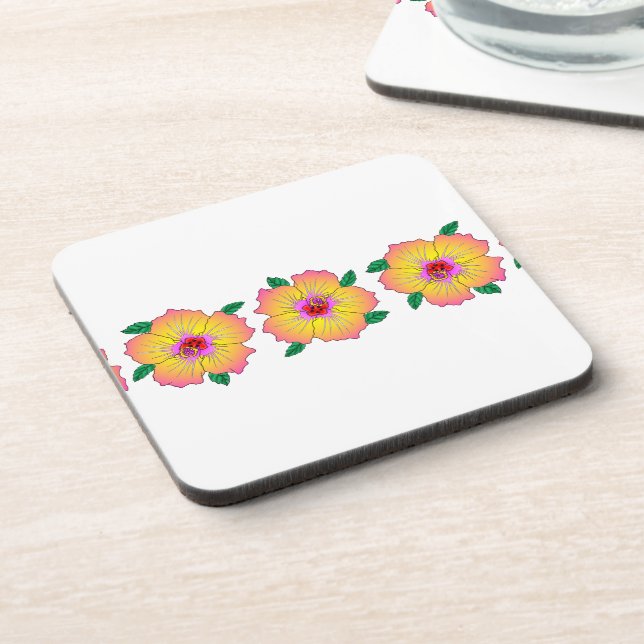 Dessous-de-verre Fleurs d'Hibiscus hawaïens (Côté gauche)