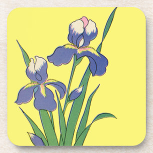 Dessous-de-verre Fleurs d'iris de jardin de printemps floral vintag