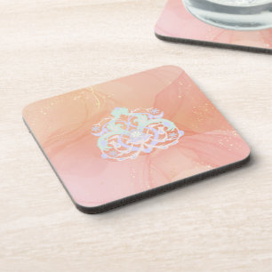 Dessous-de-verre Fleurs du cœur – Art Blue & Peach