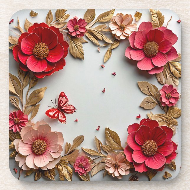 Dessous-de-verre Fleurs en papier artistiques (Devant)