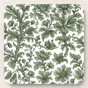 Dessous-de-verre fleurs et feuilles vertes