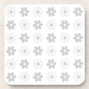 Dessous-de-verre Fleurs gris clair et blanches sur fond blanc