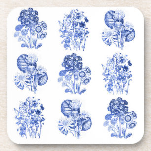 Dessous-de-verre Fleurs monochromes en bleu de Delft