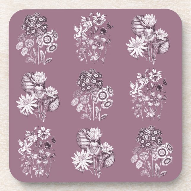 Dessous-de-verre Fleurs monochromes en mauve (Devant)