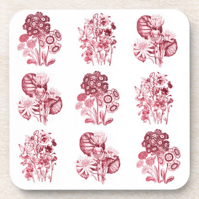 Dessous-de-verre Fleurs monochromes en rouge (Devant)