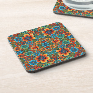 Dessous-de-verre Fleurs orange et bleu