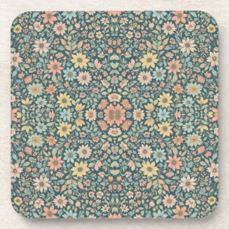 Dessous-de-verre Fleurs pastel avec un arrière - plan foncé