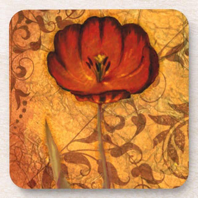 Dessous-de-verre Fleurs rouges I (Devant)