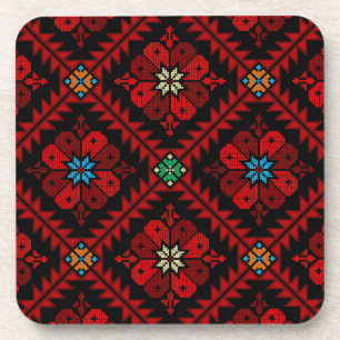 Dessous-de-verre Fleurs rouges Palestine Broderie tatreez Motif