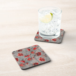 Dessous-de-verre Fleurs rouges sur Gris foncé, Pépites rouges à pap