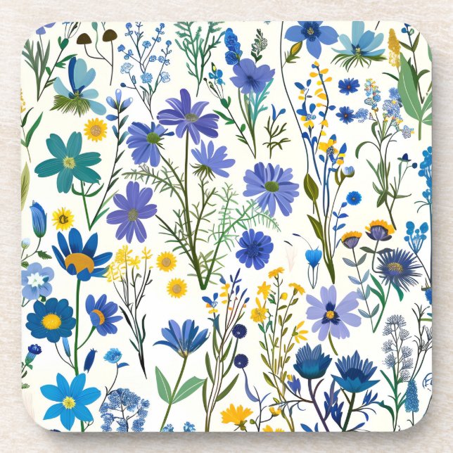 Dessous-de-verre Fleurs sauvages de Jardin Bleu Rustique (Devant)