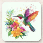Dessous-de-verre Fleurs tropicales des colibris<br><div class="desc">Illustrations amusantes de différents colibris.</div>