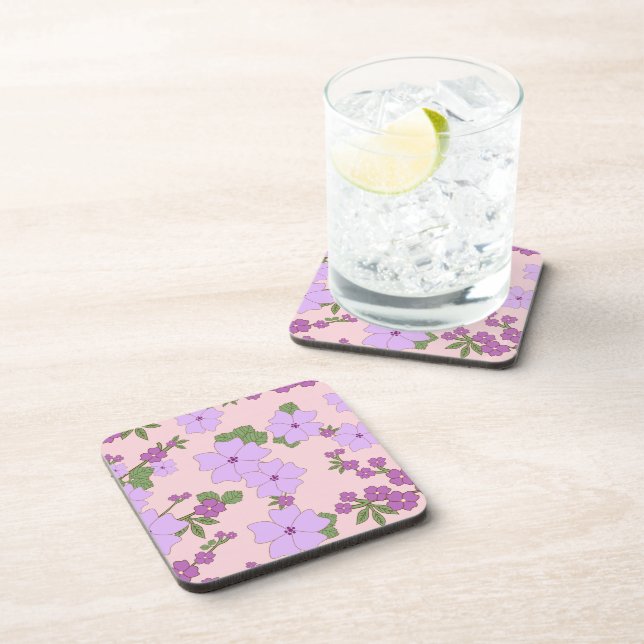 Dessous-de-verre Fleurs Violettes, Modèle Floral, Motif De Fleurs (Côté Droit)