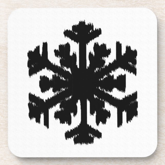Dessous-de-verre Flocon de neige Ikat - Blanc et noir (Devant)