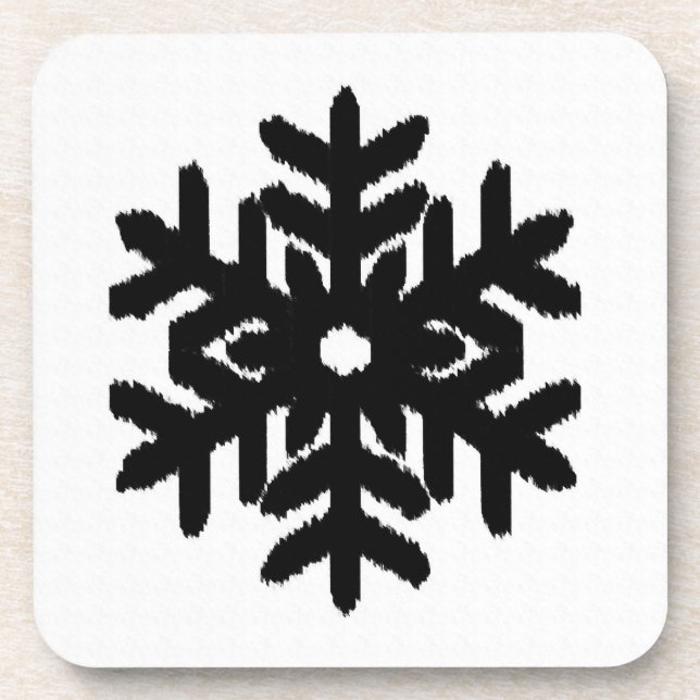 Dessous-de-verre Flocon de neige Ikat - Blanc et noir (Devant)