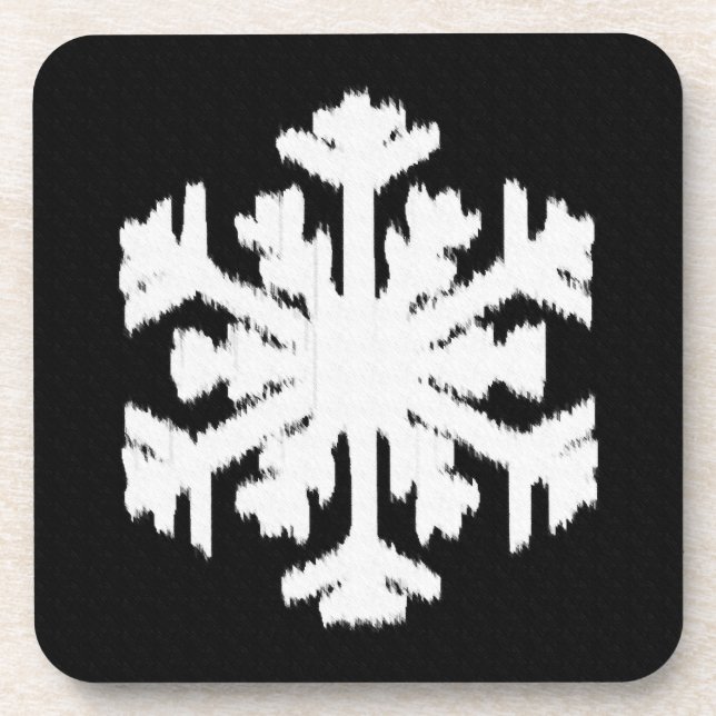 Dessous-de-verre Flocon de neige Ikat - Noir et blanc (Devant)