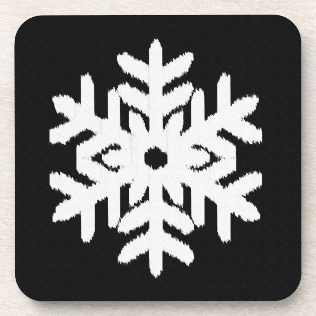 Dessous-de-verre Flocon de neige Ikat - Noir et blanc (Devant)