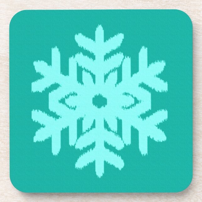 Dessous-de-verre Flocon de neige Ikat - Turquoise et aqua (Devant)