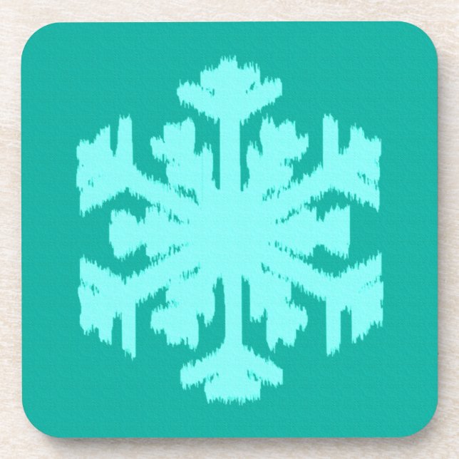 Dessous-de-verre Flocon de neige Ikat - Turquoise et aqua (Devant)