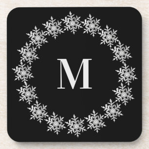 Dessous-de-verre Flocon de neige noir réaliste Couronne Dessous de