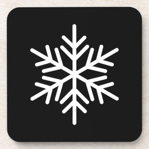 Dessous-de-verre Flocon de neige nordique blanc élégant sur noir