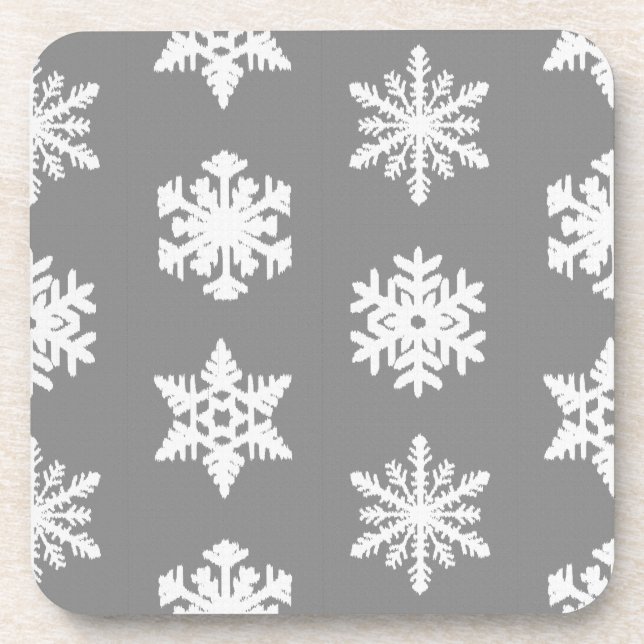 Dessous-de-verre Flocons Ikat - Gris Charbon et Blanc (Devant)