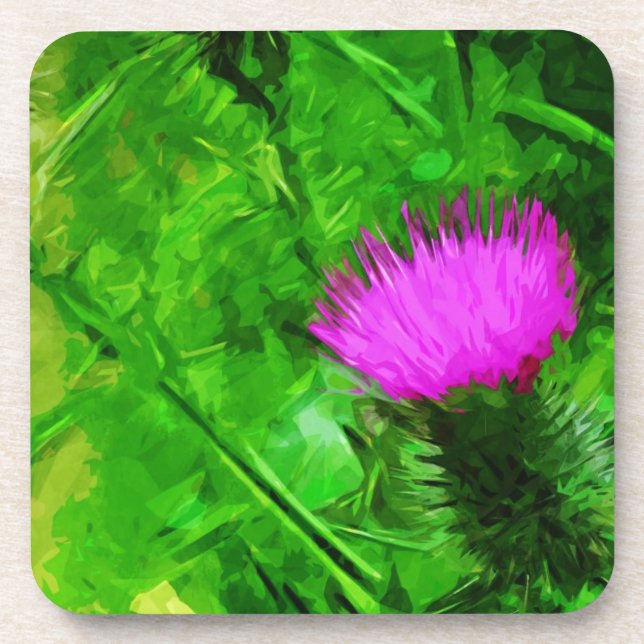 Dessous-de-verre Flodmans Thistle Purple Fleur sauvage Abstrait (Devant)