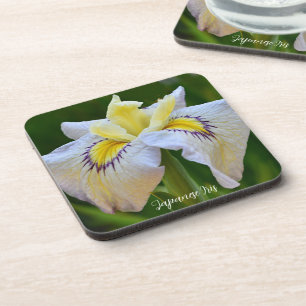 Dessous-de-verre Floral d'Iris japonais blanc et jaune