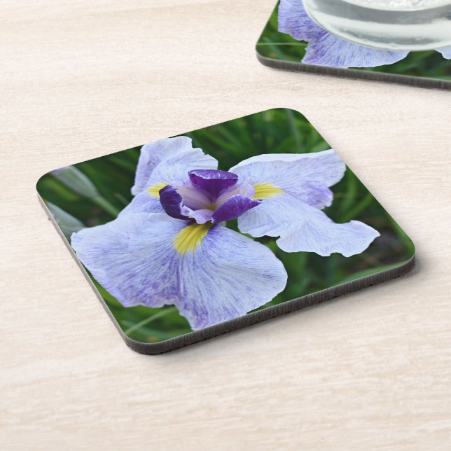 Dessous-de-verre Floral d'Iris japonais violet et blanc (Côté gauche)