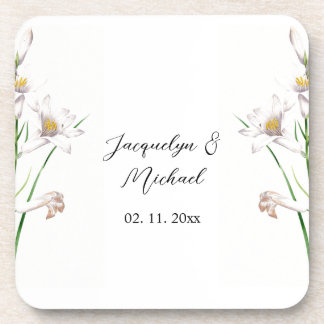Dessous-de-verre Floral Elegant Chic Cute Calligraphie Ajouter Nom