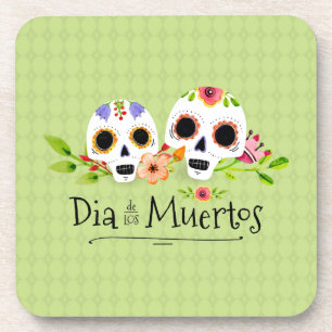 Dessous de verre floraux de Skulls Dia de Muertos