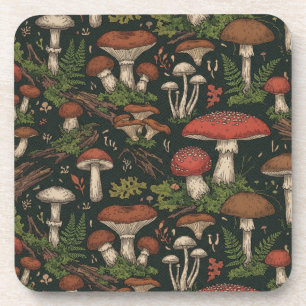 Dessous-de-verre Flore botanique vintage de champignons forestiers