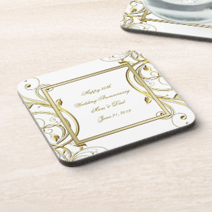 Dessous-de-verre Florish Gold White 50e anniversaire Mariage
