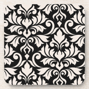 Dessous-de-verre Flourissant Damask Art I Cream sur Black
