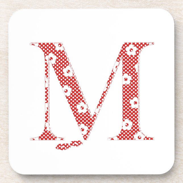 Dessous-de-verre Flower Pattern Letter M(red) (Devant)