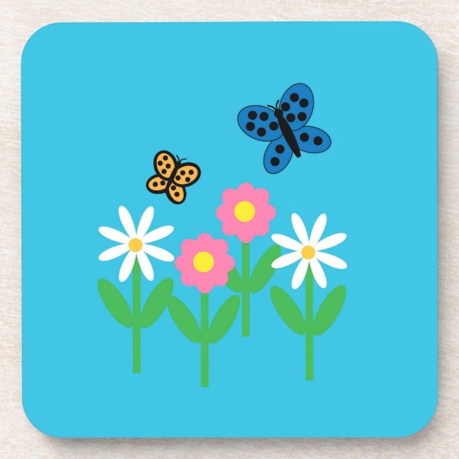 Dessous-de-verre Flowers and Butterflies Coaster (Devant)
