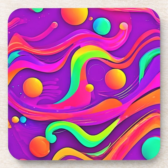 Dessous-de-verre Flux arc-en-ciel : Amusement Abstrait (Devant)