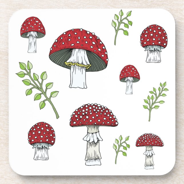 Dessous-de-verre Fly Agaric Red Topped Mushrooms (Devant)