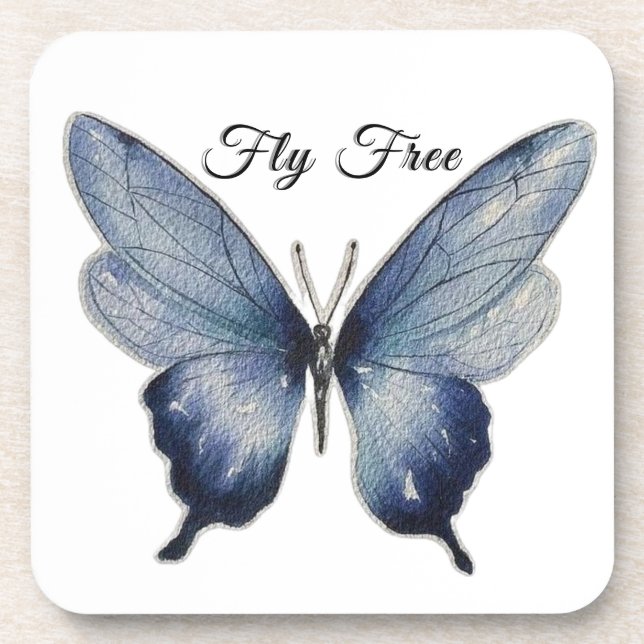 Dessous-de-verre Fly Free – Conception Artistique Papillon Bleu (Devant)