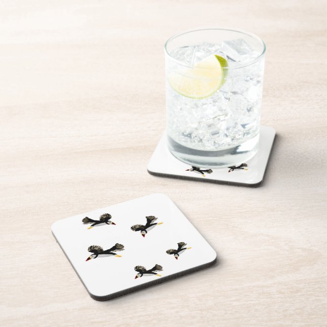 Dessous-de-verre Flying Puffins Fun Bird Art (Côté Droit)