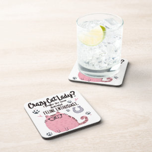 Dessous-de-verre Folle des chats ? Cadeau drôle pour amateur de cha