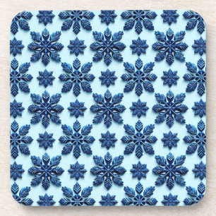 Dessous-de-verre Fond à motif flocon de neige bleu