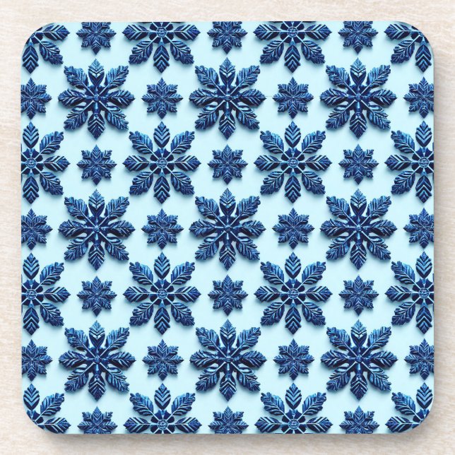 Dessous-de-verre Fond à motif flocon de neige bleu (Devant)