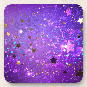 Dessous-de-verre Fond en feuille de papier violet avec des étoiles
