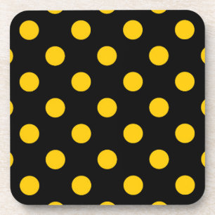 Dessous-de-verre Fond noir pois jaunes