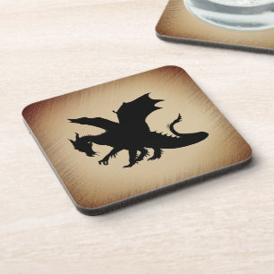 Dessous-de-verre Fond rustique Dragon Noir