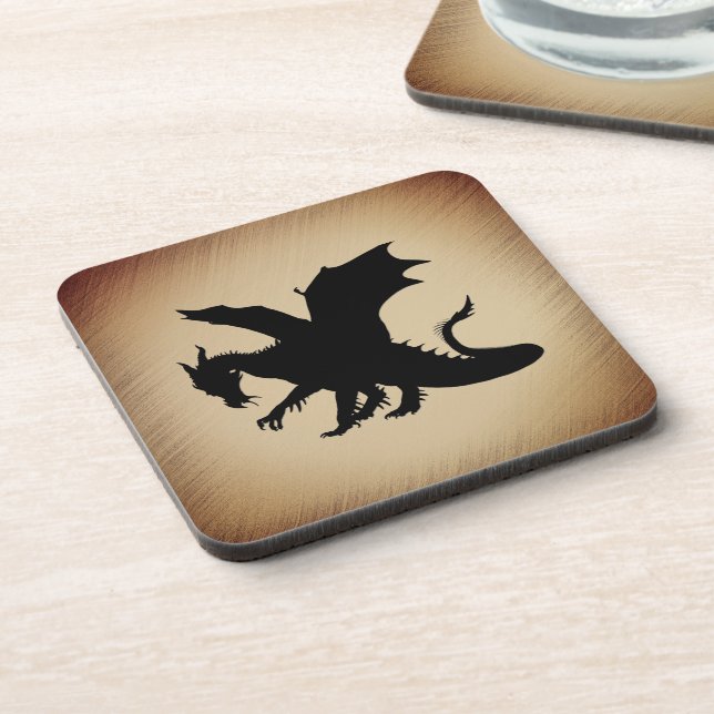 Dessous-de-verre Fond rustique Dragon Noir (Côté gauche)
